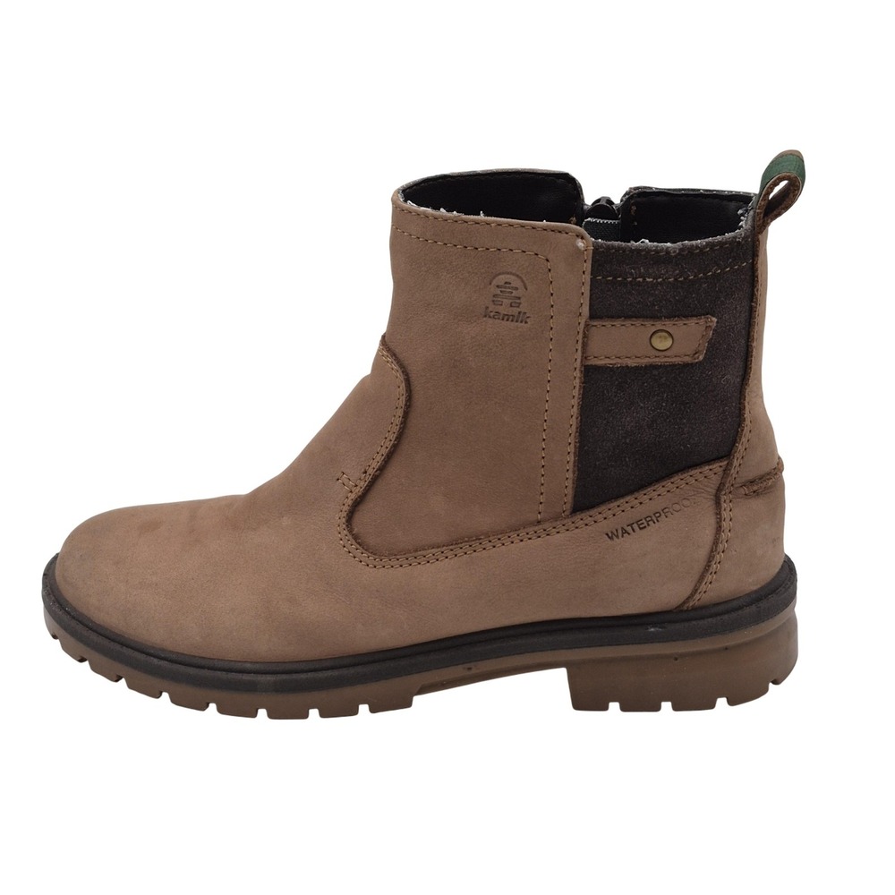 Kamik Boots Womens Size 9 Brown Roguez Waterproof Ankle Side Zip‎ Fleece Lined
